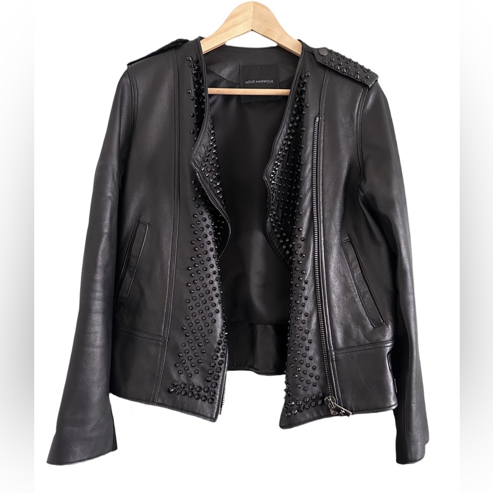 Nour Hammour Studded Leather Jacket